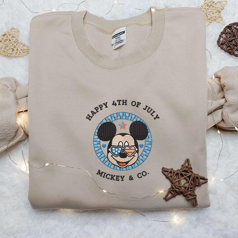 Mickey Mouse Happy 4th of July and Co Shirt Disney Embroidered Shirt National Day Gifts