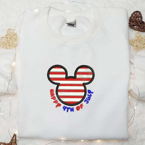 Mickey Mouse Happy 4th of July Embroidered Shirt Disney Embroidered Shirt Best Patriotic Shirts
