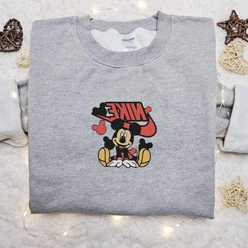 Mickey Mouse Laughing x Nike Embroidered Sweatshirt Walt Disney Characters Embroidered Shirt Best Birthday Gift Ideas for Fami