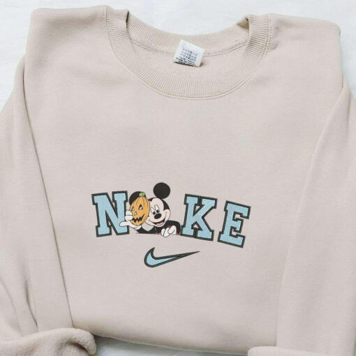 Mickey Mouse Pumpkin Mask Halloween x Nike Embroidered Sweatshirt Walt Disney Characters Embroidered Shirt Best Halloween Gift