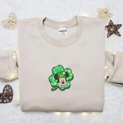 Mickey Mouse Saint Patricks Day Embroidered Shirt Disney Characters Embroidered Hoodie Saint Patricks Day Gift Idea