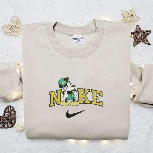 Mickey Mouse Saint Patricks x Nike Embroidered Sweatshirt Disney Characters Movie Merry Embroidered Shirt Best St Patricks Day Gift Ideas