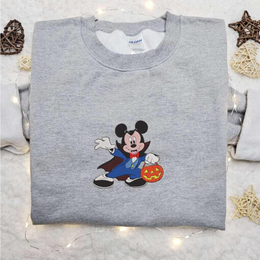 Mickey Mouse Vampire Embroidered T shirt Disney Halloween Embroidered Hoodie Best Halloween Gift Ideas For Family