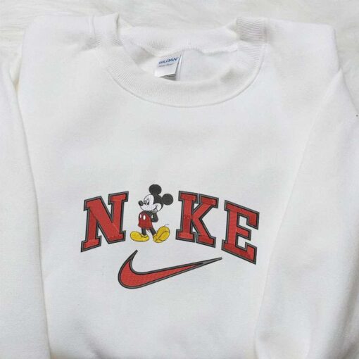 Mickey Mouse x Nike Cartoon Embroidered Shirt Custom Nike Embroidered Shirt Best Birthday Gift Ideas