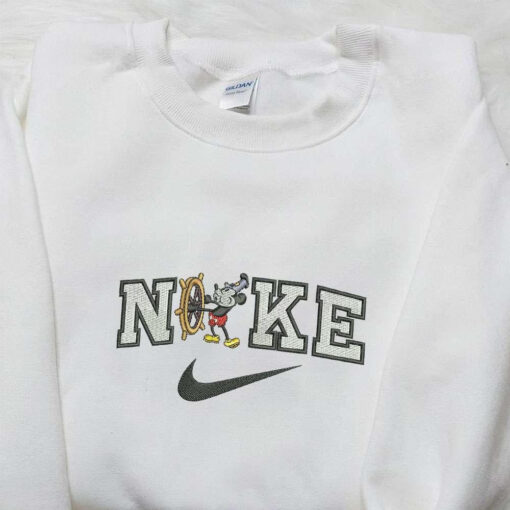 Mickey Mouse x Nike Cartoon Embroidered Tshirt Disney Characters Embroidered Shirt Nike Inspired Embroidered Shirt