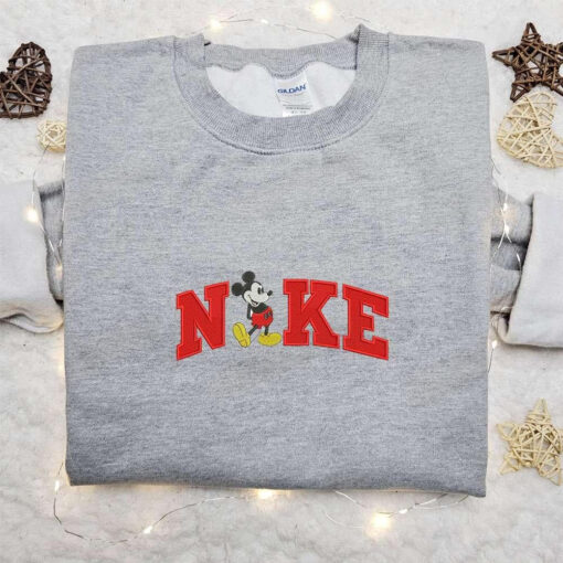 Mickey Mouse x Nike Embroidered Shirt Disney Characters Embroidered Hoodie Nike Inspired Embroidered Sweatshirt