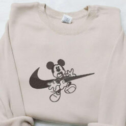 Mickey Mouse x Swoosh Embroidered Shirt Disney Characters Embroidered Shirt Best Gift Ideas for Family