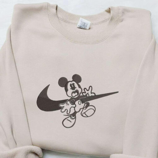 Mickey Mouse x Swoosh Embroidered Shirt Disney Characters Embroidered Shirt Best Gift Ideas for Family