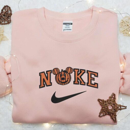 Mickey Pumpkin x Nike Embroidered Shirt Halloween Embroidered Hoodie Nike Inpsired Embroidered Sweatshirt
