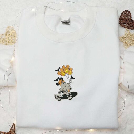 Mickey Skateboard Spooky Embroidered T shirt Disney Halloween Embroidered Shirt Best Halloween Gift Ideas