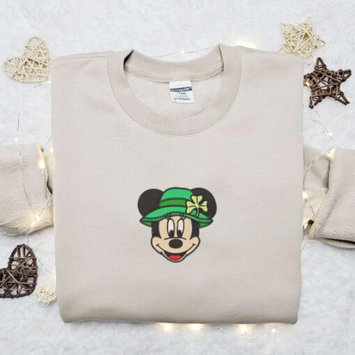 Mickey Wearing Shamrock Hat Embroidered Shirt Disney Characters Embroidered Hoodie Saint Patricks Day Gift Idea