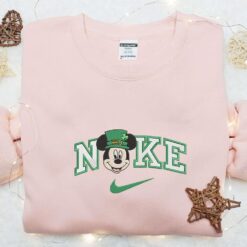 Mickey Wears Shamrock Hat x Nike Embroidered Shirt Disney Characters Embroidered Shirt Saint Patricks Day Embroidered Hoodie