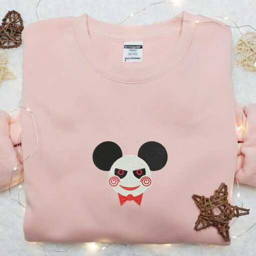 Mickey x Jigsaw Embroidered Shirt Funny Halloween Embroidered Shirt Cool Halloween Embroidered Shirt