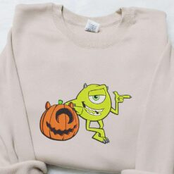 Mike Wazowski Pumpkin Embroidered T shirt Monster Inc Halloween Embroidered Shirt Best Halloween Gift Ideas For Kids
