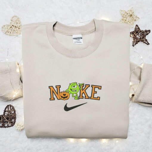 Mike Wazowski Pumpkin Halloween x Nike Embroidered Sweatshirt Halloween Embroidered Shirt Best Halloween Gift Ideas