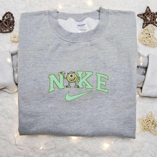 Mike Wazowski x Nike Cartoon Embroidered Sweatshirt Disney Characters Embroidered Shirt Best Gift Ideas for Family