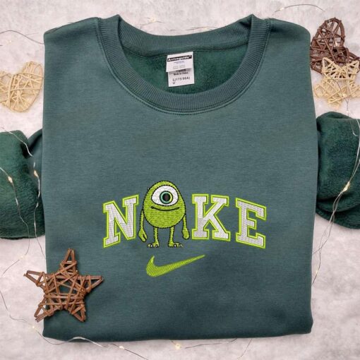 Mike Wazowski x Nike Embroidered Shirt Disney Monsters Inc Embroidered Hoodie Nike Inspired Embroidered Sweatshirt