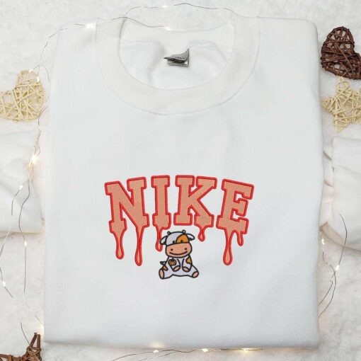 Milk Cow Orange x Nike Embroidered Shirt Cartoon Embroidered Hoodie Best Gifts For Family
