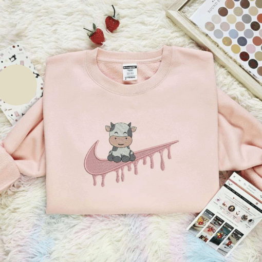 Milk Cow Swoosh Drip Embroidered Shirt, Inspired Famous Movie, Best Gift For Fans
