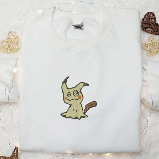 Mimikyu Pokemon Embroidered Shirt Pokemon Embroidered Sweatshirt Anime Inspired Embroidered Hoodie