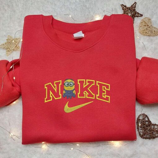 Minion x Nike Cartoon Embroidered Tshirt Disney Characters Embroidered Shirt Nike Inspired Embroidered Shirt