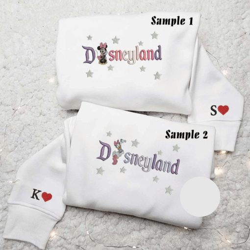 Minnie And Daisy Disneyland Embroidered Couples Shirts