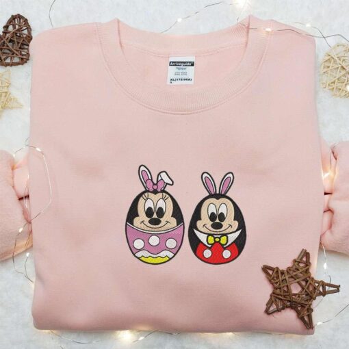 Minnie And Mickey Easter Eggs Embroidered Shirt Disney Characters Embroidered Hoodie Thanksgiving Day Gift Idea