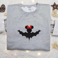 Minnie Bat Wings Embroidered Sweatshirt Disney Cartoon Embroidered Hoodie Halloween Embroidered Shirt
