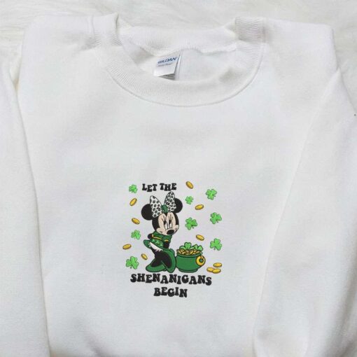 Minnie Let The Shenanigans Begin Embroidered Shirt Disney Characters Embroidered Shirt Saint Patricks Day Embroidered Hoodie