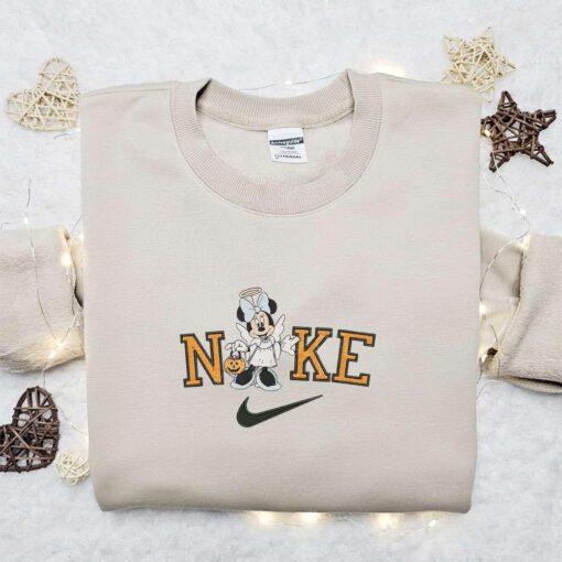 Minnie Mouse Angel Halloween x Nike Embroidered Sweatshirt Walt Disney Characters Embroidered Shirt Best Halloween Gift Ideas