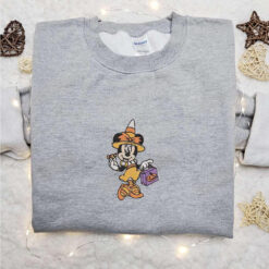 Minnie Mouse Candy Corn Embroidered Sweatshirt Disney Characters Embroidered Hoodie Best Halloween Gift Ideas