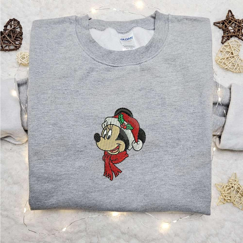 Minnie Mouse Christmas Embroidered Shirt Disney Characters Embroidered Hoodie Best Christmas Gifts For Family