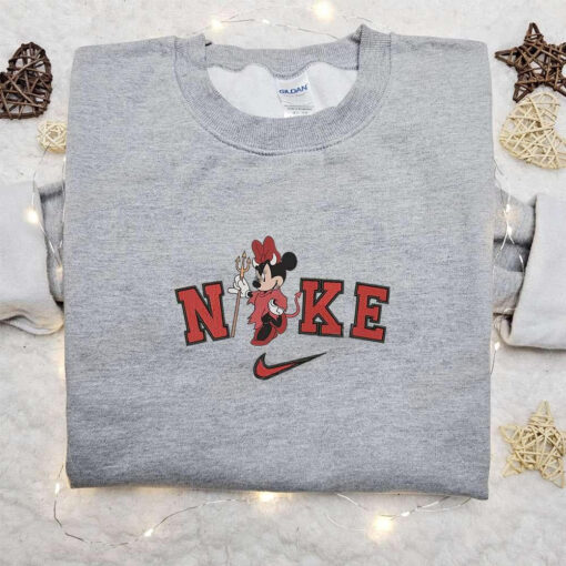 Minnie Mouse Devil Halloween x Nike Embroidered Sweatshirt Halloween Embroidered Shirt Best Halloween Gift Ideas
