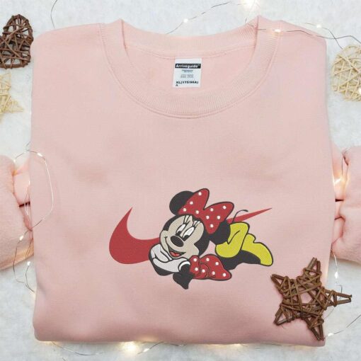 Minnie Mouse Happy x Swoosh Embroidered Sweatshirt Nike Inspired Embroidered Shirt The Best Gift