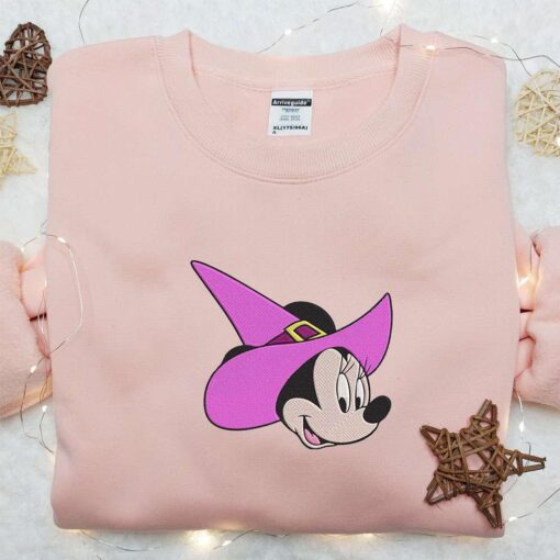 Minnie Mouse Hat Witch Embroidered Hoodie Disney Halloween Embroidered T shirt Best Halloween Gift Ideas