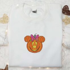 Minnie Mouse Head Pumpkin Embroidered T shirt Disney Halloween Embroidered Sweatshirt Best Halloween Gift Ideas