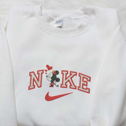 Minnie Mouse Heart x Nike Cartoon Embroidered Sweatshirt Disney Characters Embroidered Shirt Nike Inspired Embroidered Shirt