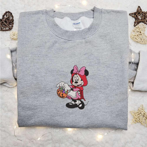 Minnie Mouse Little Red Riding Hood Embroidered Hoodie Disney Halloween Embroidered Shirt Best Halloween Gift Ideas