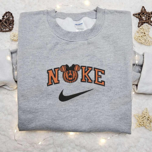 Minnie Mouse Pumpkin x Swoosh Cartoon Embroidered Sweatshirt Walt DIsney Characters Embroidered Shirt Best Halloween Gift Ideas for Family