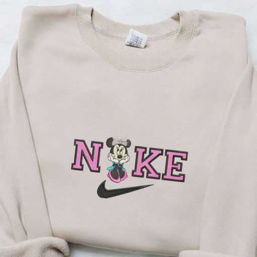 Minnie Mouse Sitting x Nike Embroidered Shirt Disney Characters Embroidered Hoodie Nike Inspired Embroidered Sweatshirt