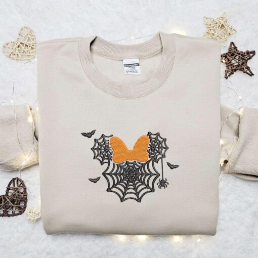 Minnie Mouse Spider Web Embroidered Hoodie Disney Halloween Embroidered Sweatshirt Best Halloween Gift Ideas