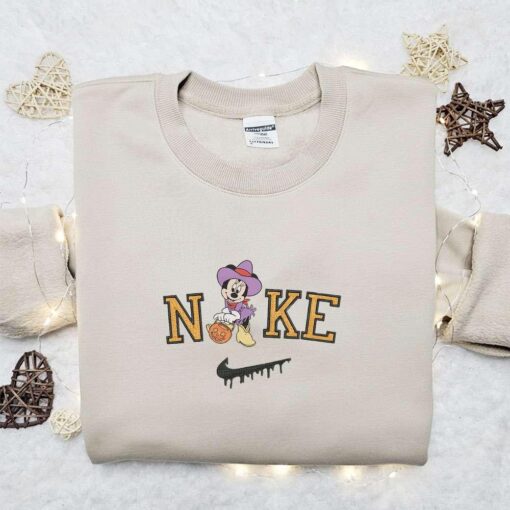 Minnie Mouse Trick or Treat Halloween x Nike Embroidered Sweatshirt Walt Disney Characters Embroidered Shirt Best Halloween Gi