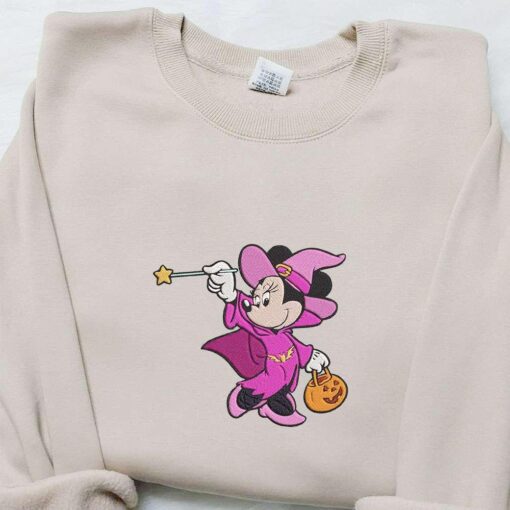 Minnie Mouse Witch Embroidered T shirt Disney Halloween Embroidered Sweatshirt Best Halloween Gift Ideas