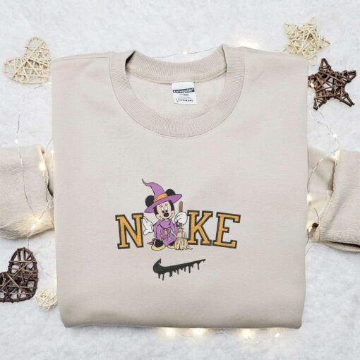 Minnie Mouse Witch Halloween x Nike Embroidered Sweatshirt Walt Disney Characters Embroidered Shirt Best Halloween Gift Ideas