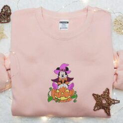 Minnie Mouse With Pumpkin Embroidered Shirt Disney Halloween Embroidered Shirt Best Halloween Gift Ideas