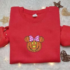 Minnie Pumpkin Embroidered Sweatshirt Disney Cartoon Embroidered Hoodie Halloween Embroidered Shirt