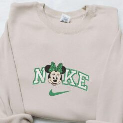 Minnie Wears Shamrock Bow x Nike Embroidered Shirt Disney Characters Embroidered Shirt Saint Patricks Day Embroidered Hoodie