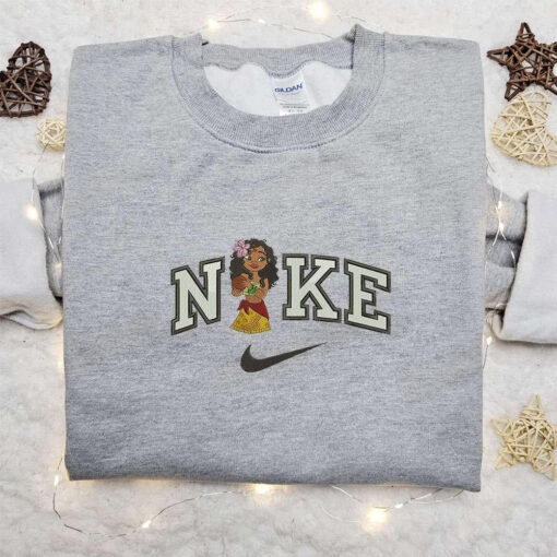 Moana x Nike Cartoon Embroidered Shirt Disney Characters Embroidered Shirt Nike Inspired Embroidered Shirt