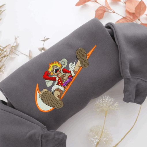 Monkey Luffy Swoosh v1 Nike Embroidered Sweatshirt, Nike Movie Inspired, Best Gifts Idea For Him Her - Image 4