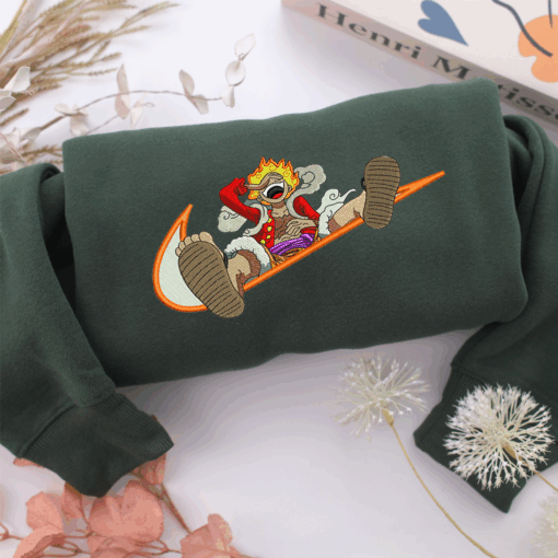 Monkey Luffy Swoosh v1 Nike Embroidered Sweatshirt, Nike Movie Inspired, Best Gifts Idea For Him Her - Image 3